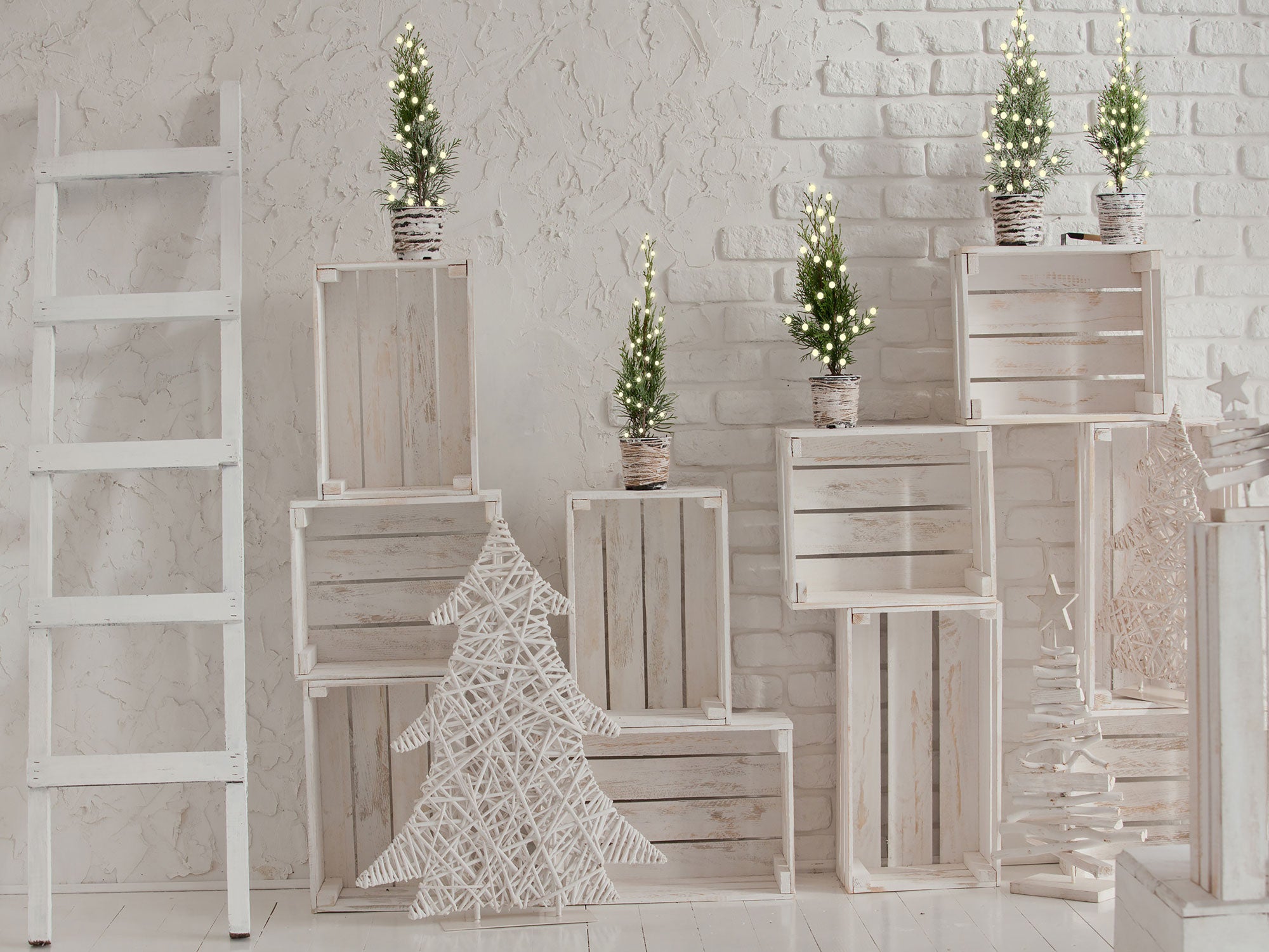 Fox White Wood Christmas Party Vinyl Photo Backdrop - Foxbackdrop