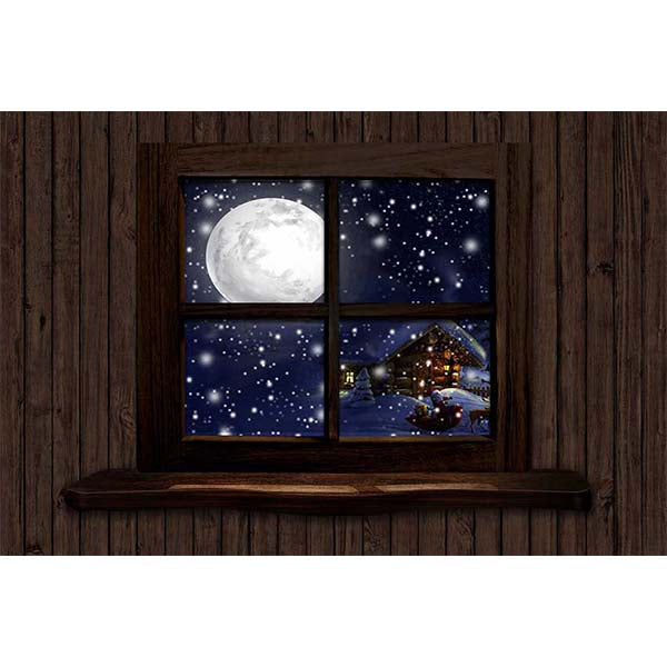 Fox Rolled Retro Christmas Window Vinyl Photo Backdrop - Foxbackdrop