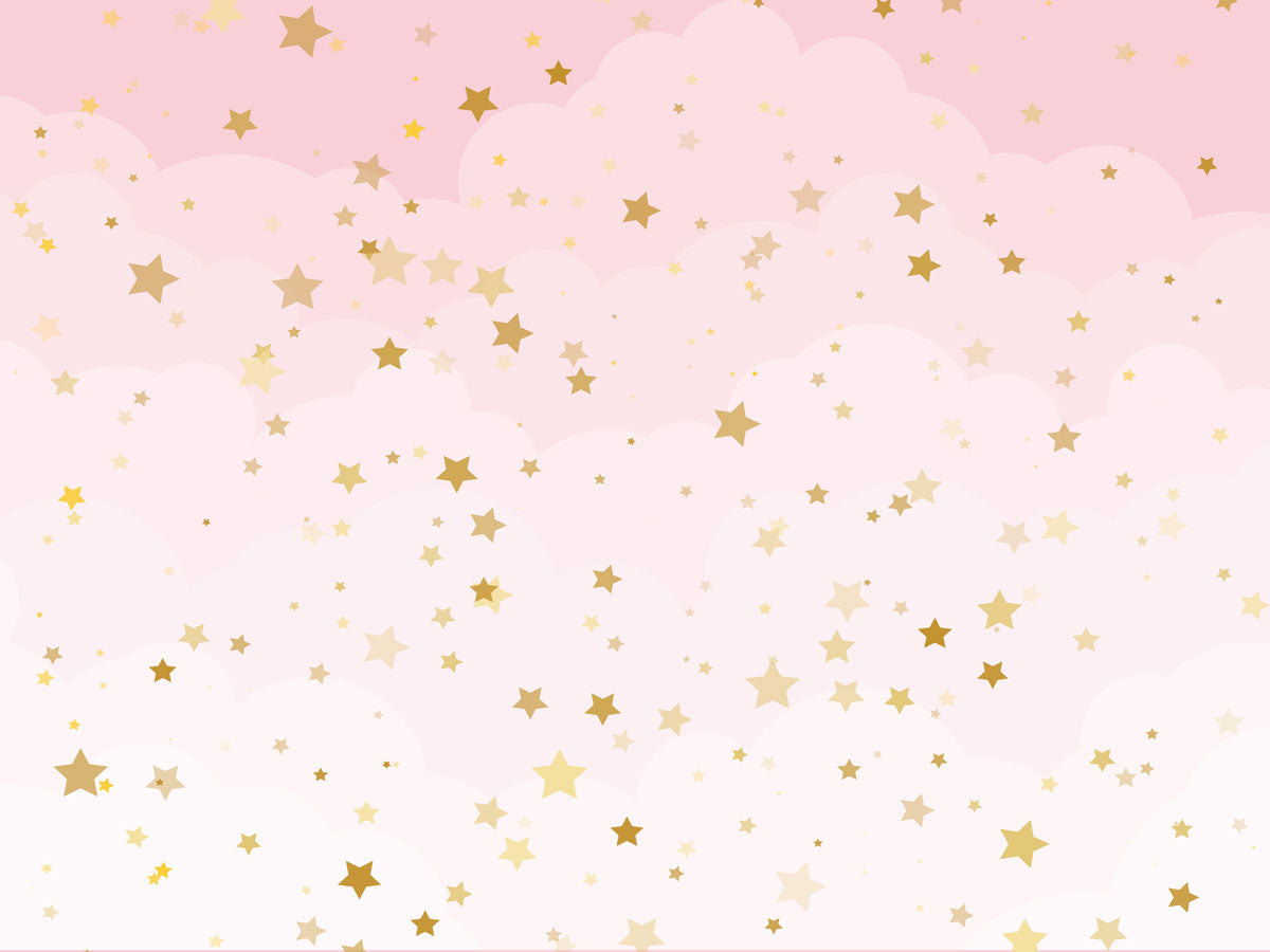 Fox Pink Background with Golden Stars Vinyl Backdrop - Foxbackdrop