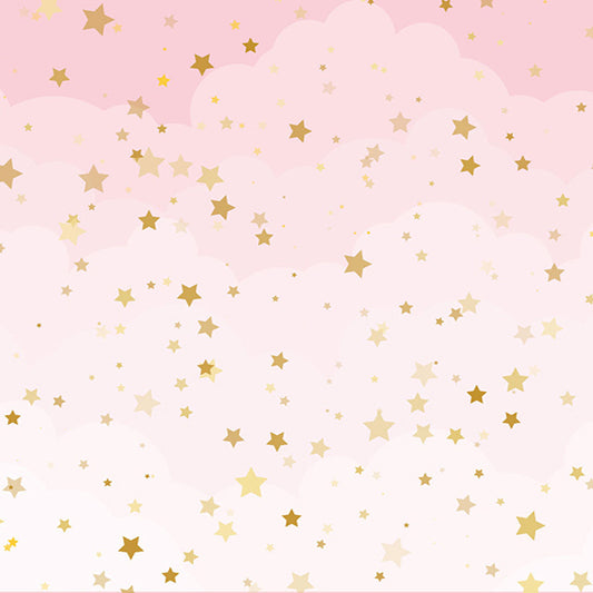 Fox Pink Background with Golden Stars Vinyl Backdrop - Foxbackdrop
