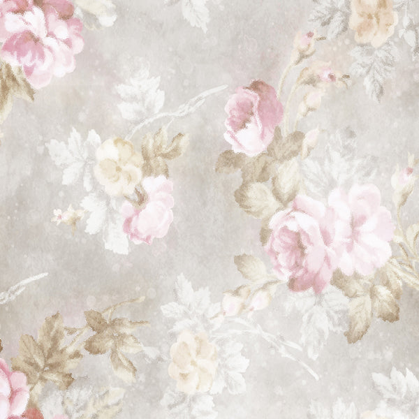 Fox Rolled Flowers Vintage Retro Portrait Vinyl Backdrop - Foxbackdrop