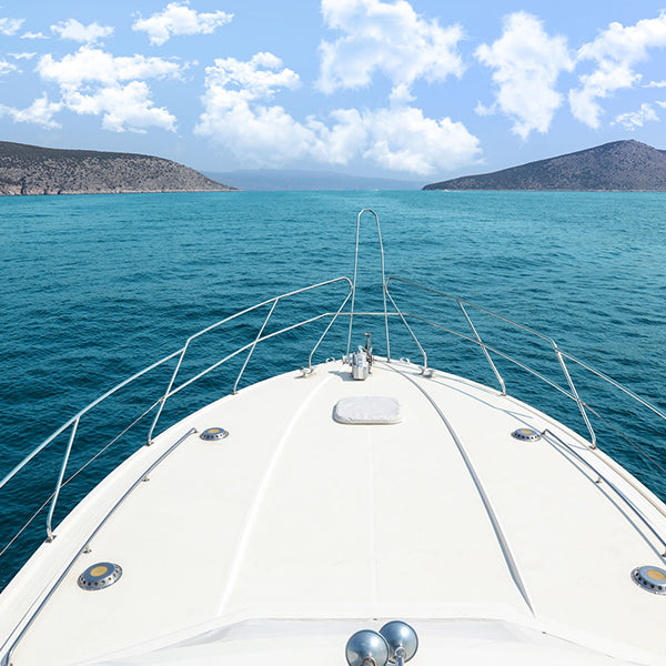 Fox Boat Sea Water Mountain Sky Vinyl Backdrop - Foxbackdrop
