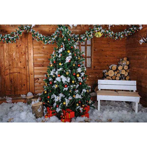 Fox Rolled Christmas Tree Snow Vinyl Backdrops - Foxbackdrop