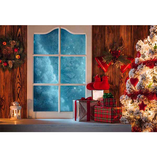 Fox Rolled Indoor Christmas Door Trees Vinyl Backdrop - Foxbackdrop