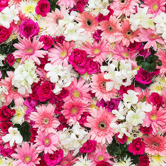 Fox Rolled Colorful Flowers Vinyl Photography Backdrops - Foxbackdrop