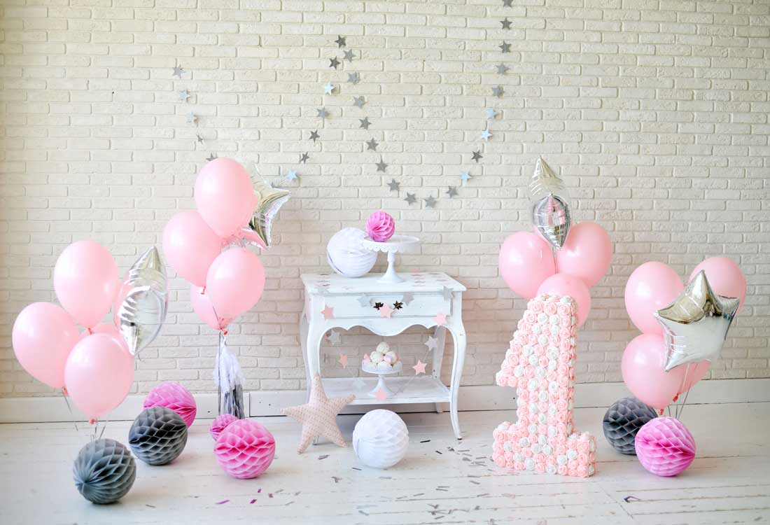 Hot Sale Fox Affordable Pink Balloons Cake Smash Birthday Vinyl/Fabric ...