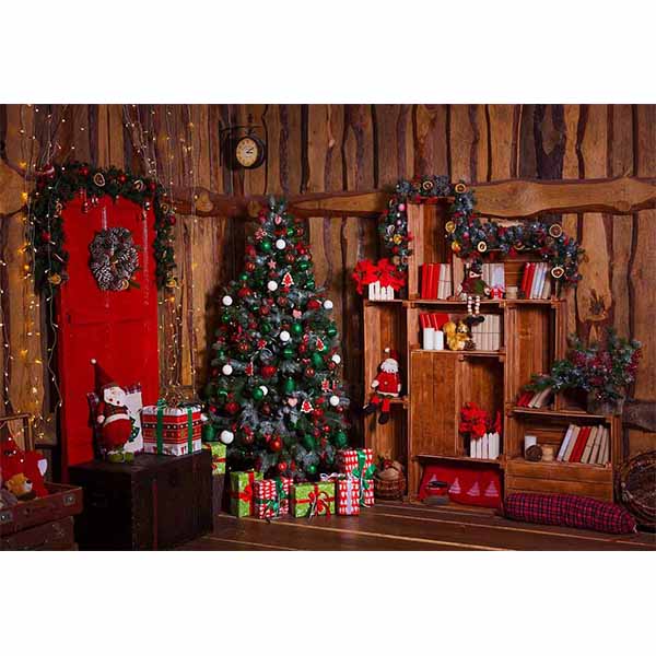 Fox Rolled Retro Indoor Wood Christmas Vinyl Backdrop - Foxbackdrop
