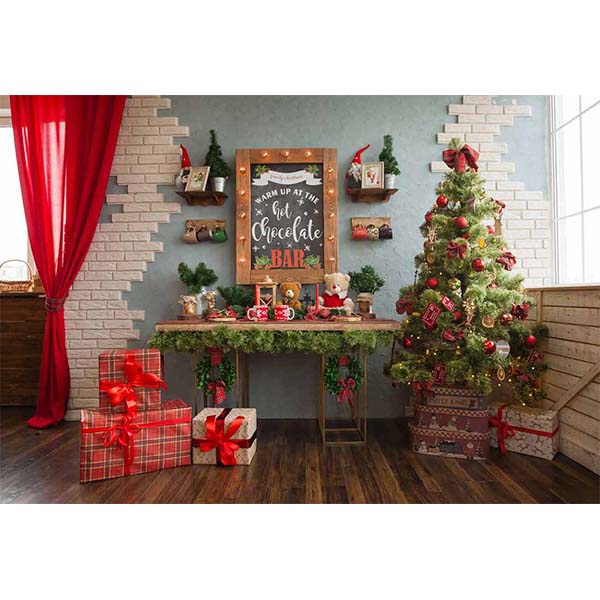 Fox Rolled Indoor Christmas Trees Vinyl Photography Backdrop - Foxbackdrop