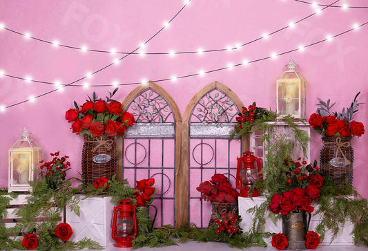 Fox Rose Door Vinyl Spring Valentine's Day Flowers Backdrop Designed by Jia Chan - Foxbackdrop