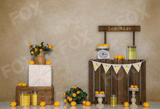 Fox Lemonade Summer Vinyl Photography Backdrop Designed by Jia Chan - Foxbackdrop