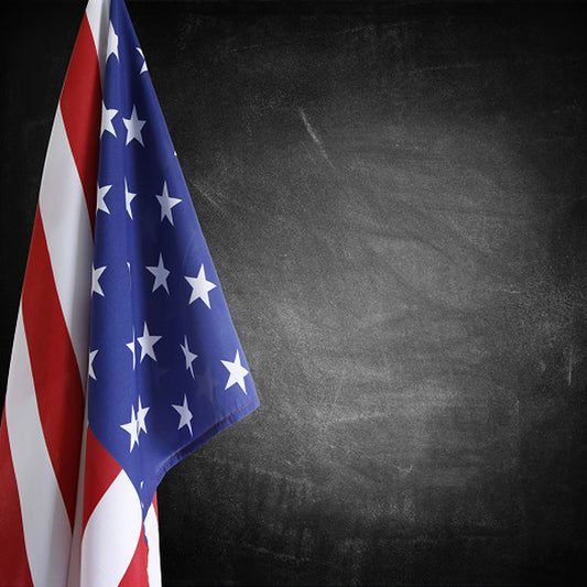 Fox 4th of July Dark Wall with American Flag Vinyl Backdrop - Foxbackdrop