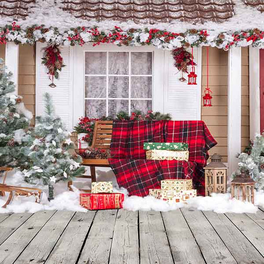 Fox Rolled Christmas Outdoor Thick Vinyl Backdrop - Foxbackdrop