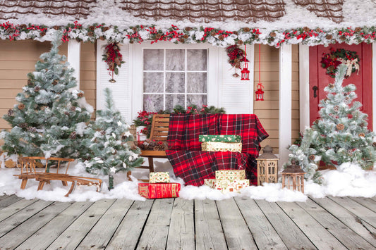 Fox Rolled Christmas Outdoor Thick Vinyl Backdrop - Foxbackdrop