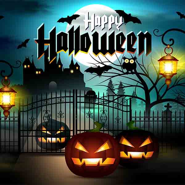 Fox Rolled Halloween Night Horrible Vinyl Backdrop - Foxbackdrop