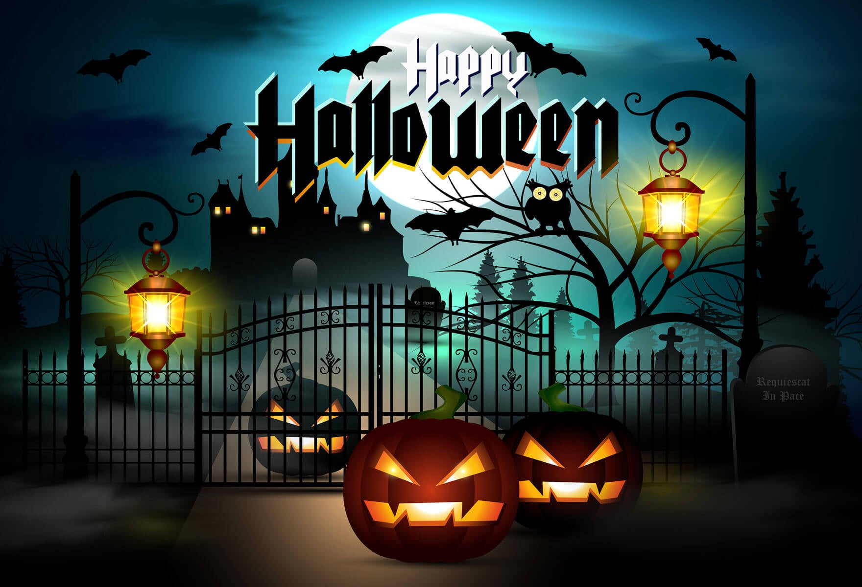 Fox Rolled Halloween Night Horrible Vinyl Backdrop - Foxbackdrop