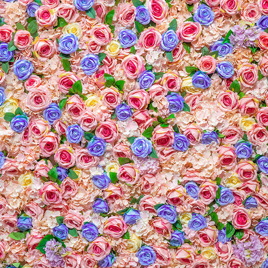 Fox Rolled Pink Blue Flowers Vinyl Floral Photo Backdrop - Foxbackdrop