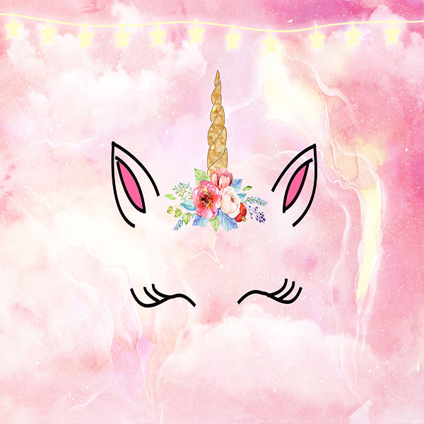 Fox Pink Unicorn Children Birthday Vinyl Photos Backdrop - Foxbackdrop