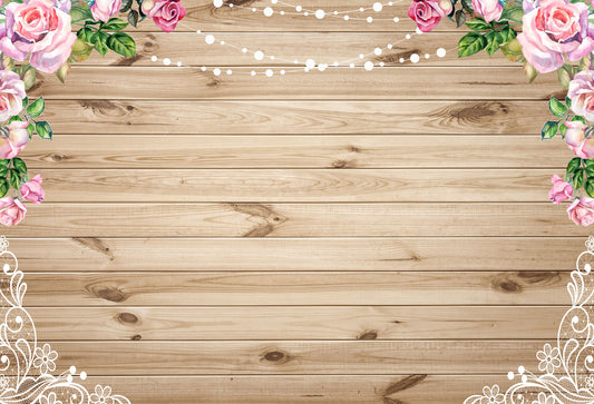 Fox Rolled Wood Board With Flower Vinyl Photos Backdrop - Foxbackdrop