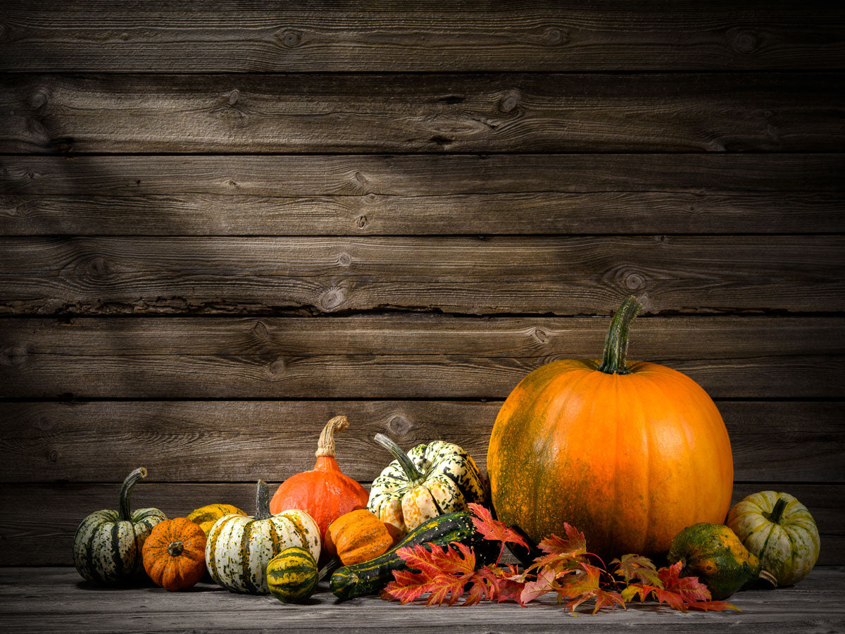 Fox Rolled Thanksgiving Wood Vinyl Photos Backdrop - Foxbackdrop