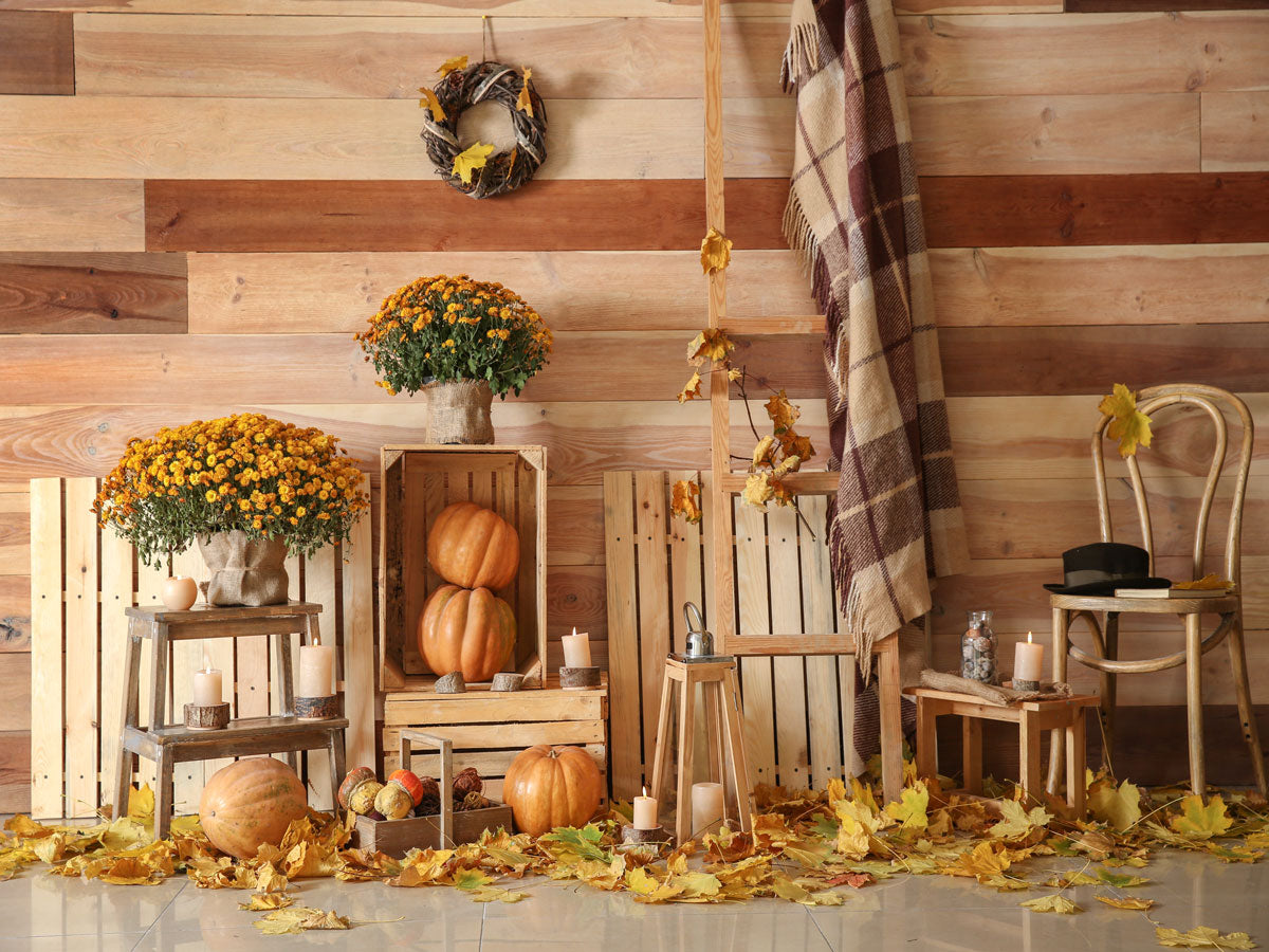 Fox Rolled Wood Thanksgiving Vinyl Photography Backdrop - Foxbackdrop