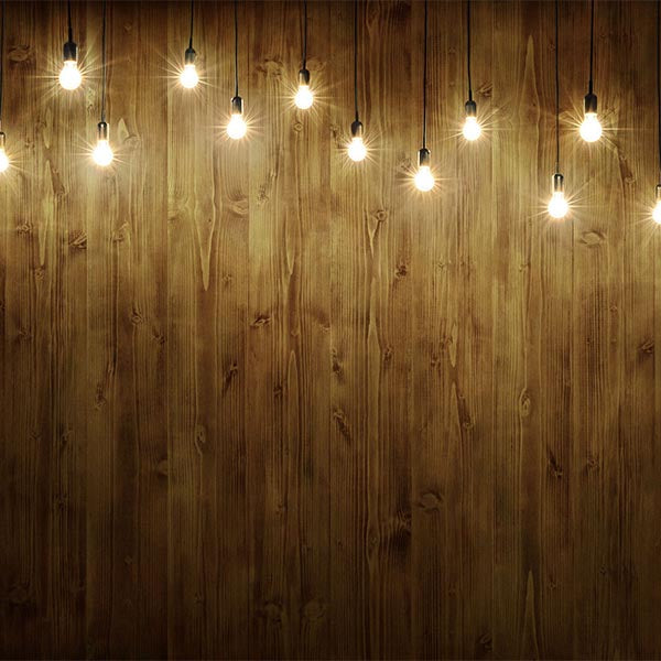 Fox Rolled Brown Wood With Lights Vinyl Photos Backdrop - Foxbackdrop