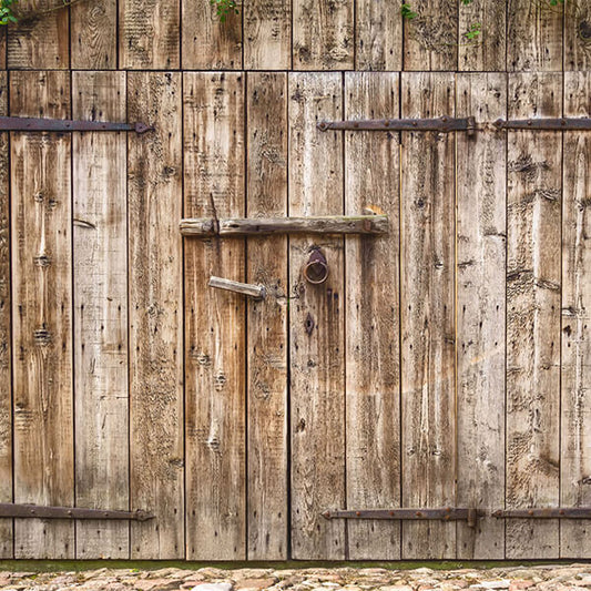 Fox Retro Brown Barn Wood Door Rolled Vinyl Backdrops - Foxbackdrop