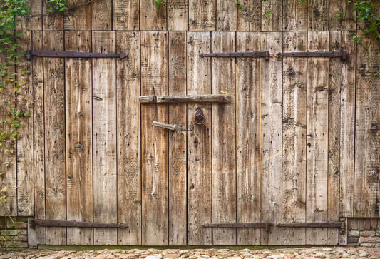 Fox Retro Brown Barn Wood Door Rolled Vinyl Backdrops - Foxbackdrop