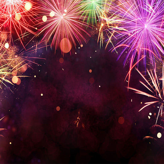 Fox New Year Fireworks Vinyl Photos Backdrop - Foxbackdrop