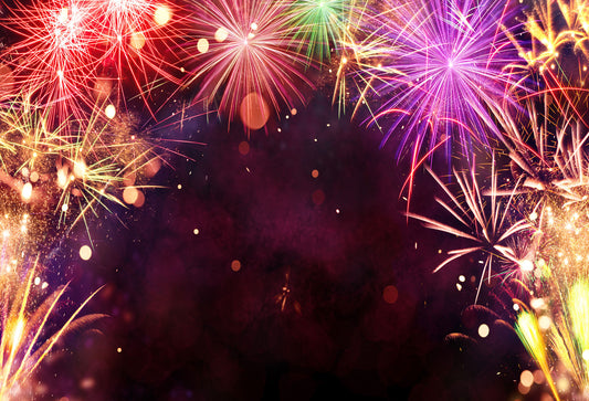 Fox New Year Fireworks Vinyl Photos Backdrop - Foxbackdrop