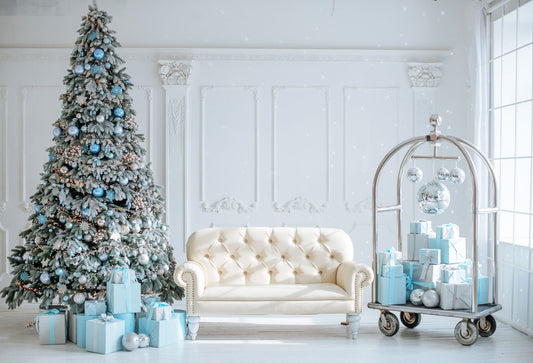 Fox Christmas Trees Gifts Wall Vinyl Backdrop - Foxbackdrop