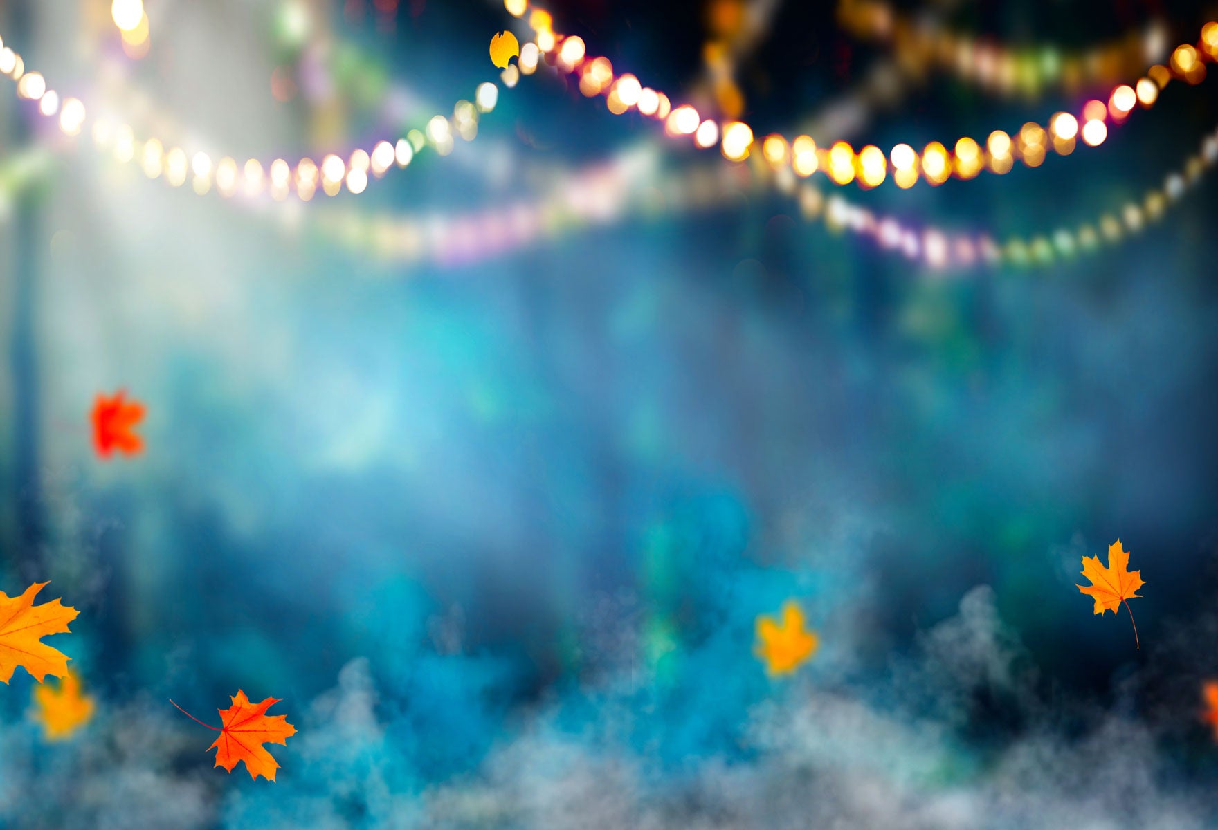 Fox Lights Leaves Vinyl Photography Backdrop - Foxbackdrop