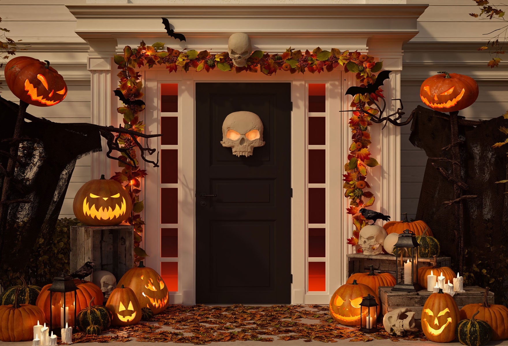 Fox Rolled Horrible Outdoor Halloween Vinyl Backdrops - Foxbackdrop