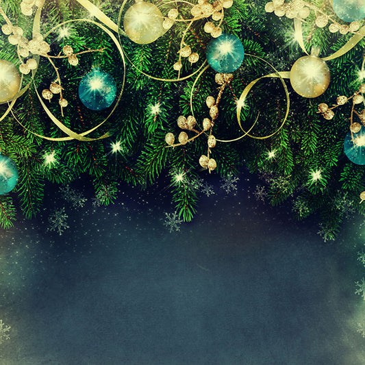 Fox Green Christmas Party Vinyl Photo Backdrop - Foxbackdrop