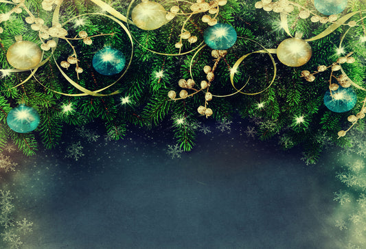 Fox Green Christmas Party Vinyl Photo Backdrop - Foxbackdrop