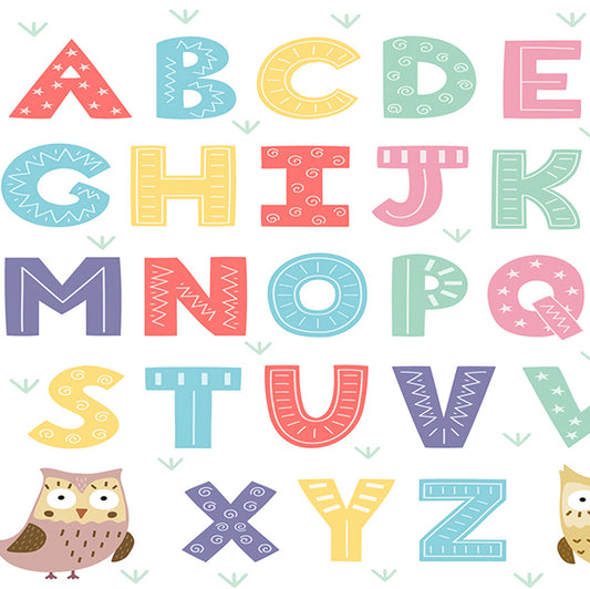 Fox Cartoon English Alphabet Children Vinyl Backdrop - Foxbackdrop