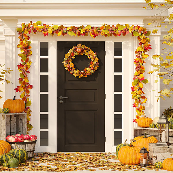 Fox Rolled Thanksgiving Day Front Door Vinyl Backdrops - Foxbackdrop