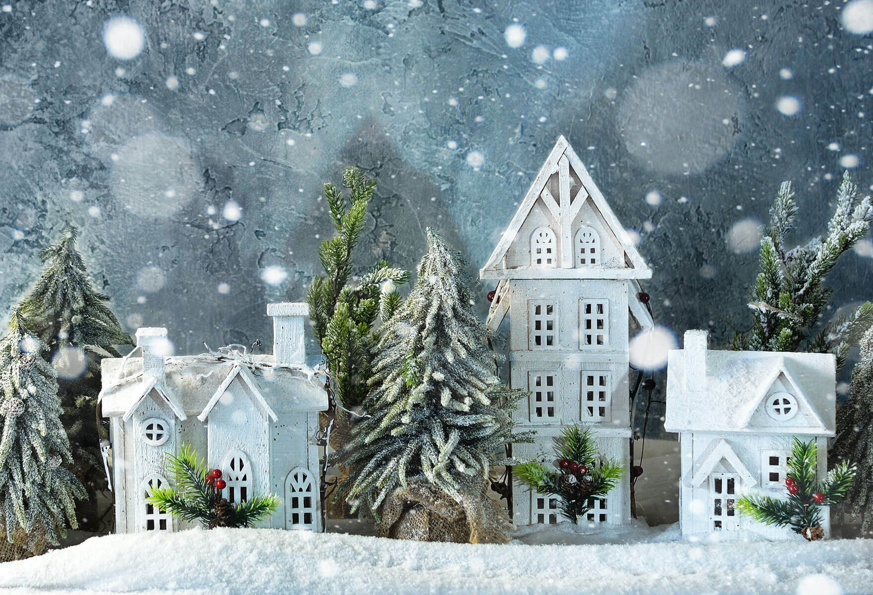Fox Rolled Winter Christmas Rolled Vinyl Backdrops - Foxbackdrop