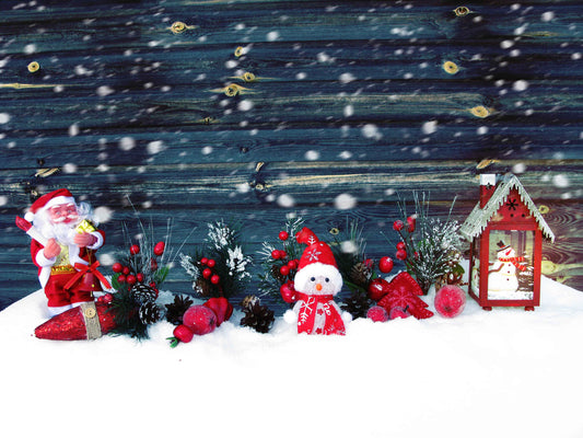 Fox Rolled Christmas Snows Wood Wall Vinyl Backdrop - Foxbackdrop