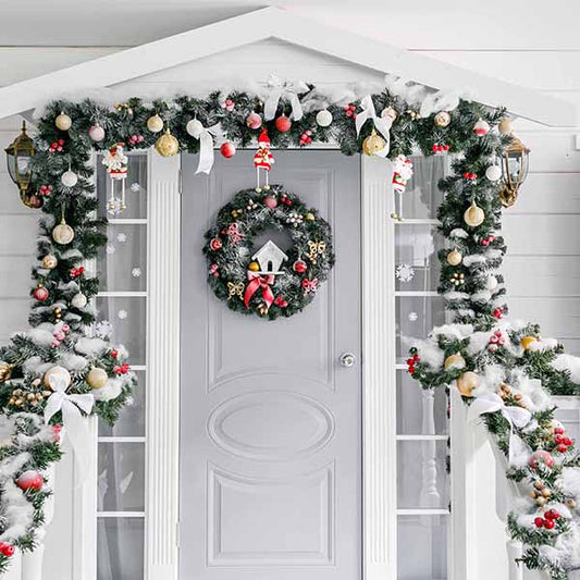 Fox Rolled Christmas Snows Front Door Vinyl Backdrop - Foxbackdrop