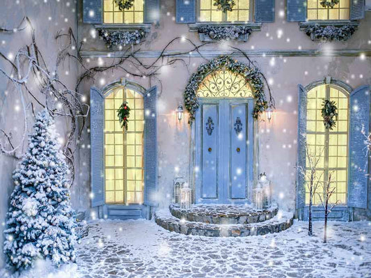 Fox Rolled Outdoor Snow Christmas Vinyl Backdrop - Foxbackdrop