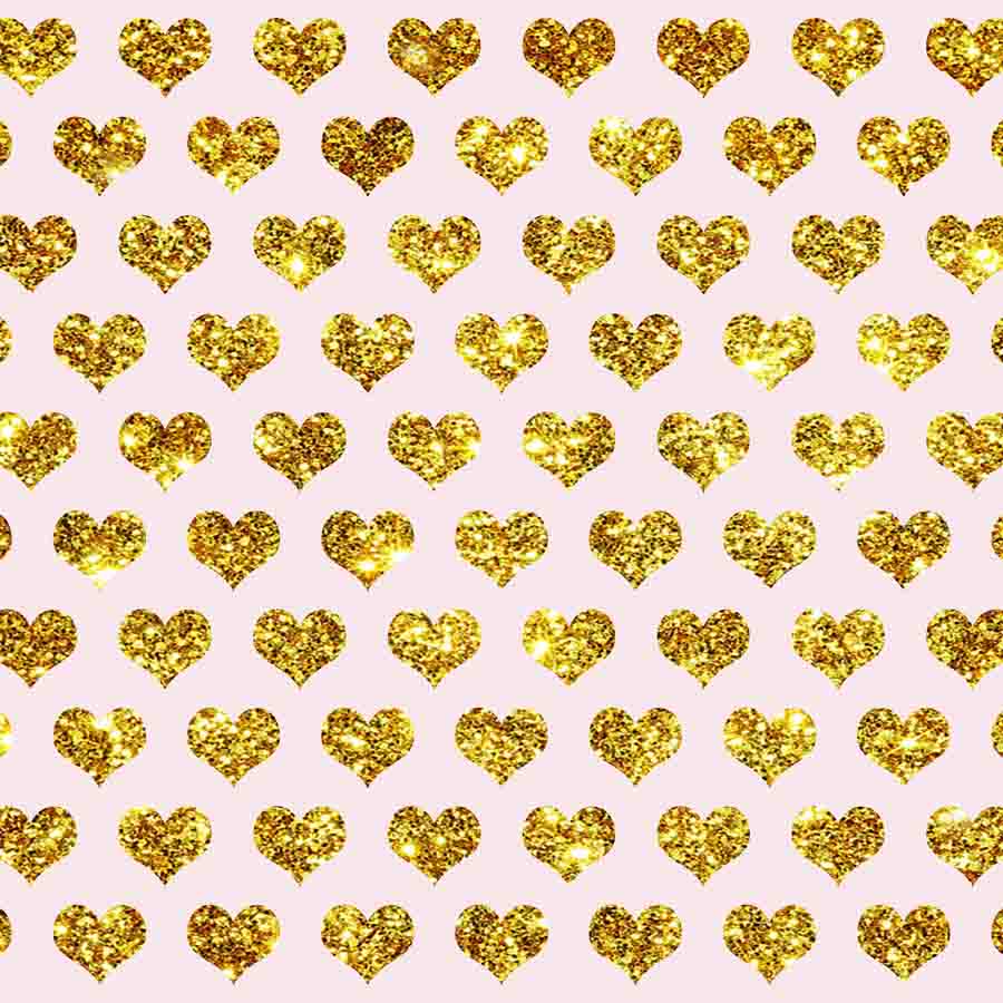 Fox Rolled Golden Heart Shape Vinyl Valentine's Day Backdrop - Foxbackdrop