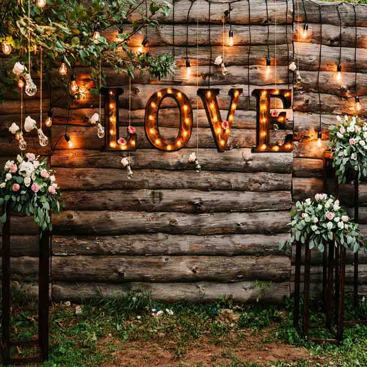 Fox Rolled Lights Flowers Valentine's Day Vinyl Backdrop - Foxbackdrop