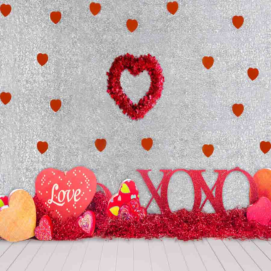 Fox Rolled Vinyl Red Love Valentine's Day Backdrop for Photography - Foxbackdrop