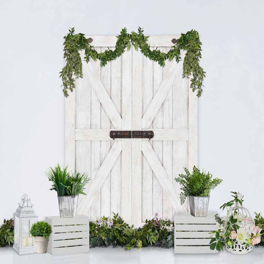 Fox Rolled Vinyl White Wood Spring Easter Photograhy Backdrop - Foxbackdrop