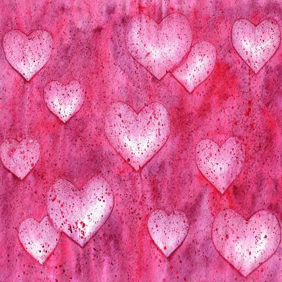 Fox Rolled Pink Heart Valentine Day Vinyl Backdrop - Foxbackdrop
