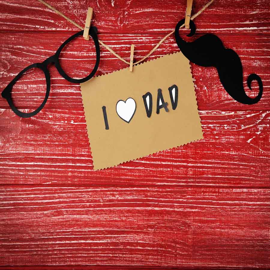 Fox Rolled Father's Day Glasses Beard Red Wood Vinyl Backdrop - Foxbackdrop