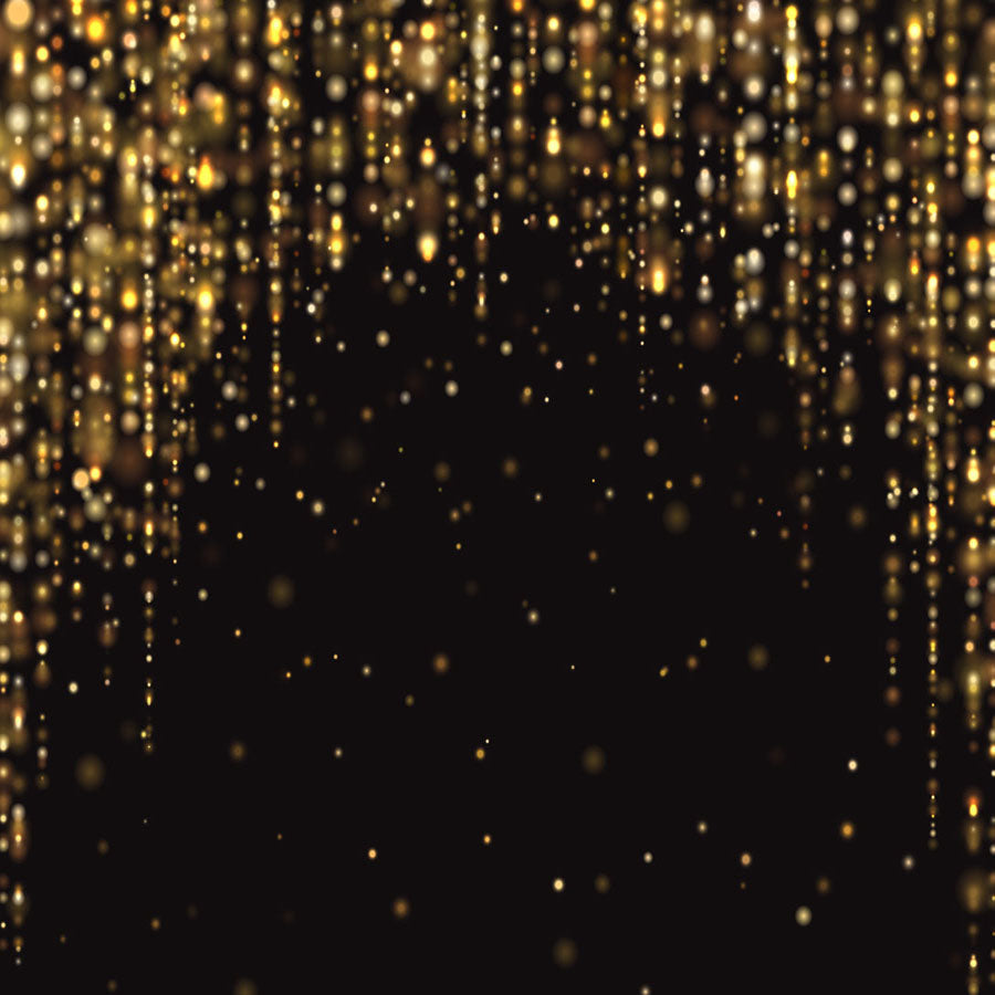 Fox Rolled Golden Gliiter Black Bokeh Vinyl Backdrop - Foxbackdrop