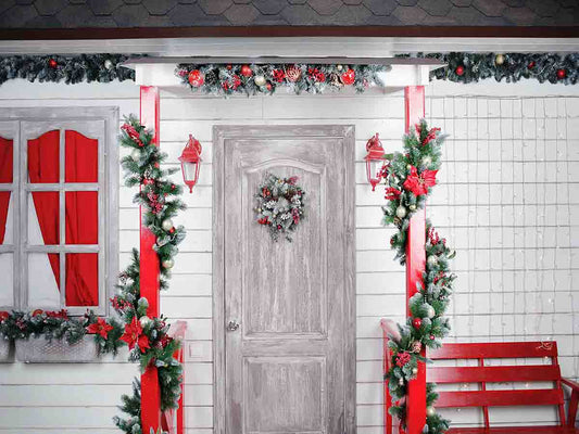 Fox Rolled Outdoor Christmas Vinyl Photography Backdrop - Foxbackdrop