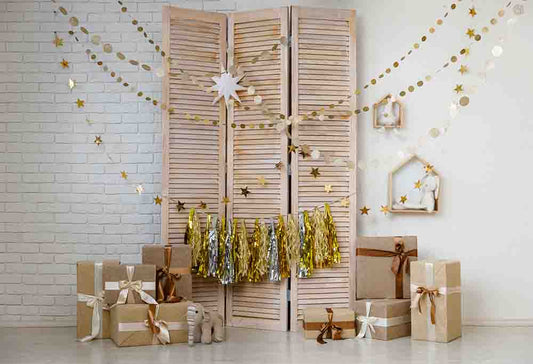 Fox Rolled Wood Screen Christmas Vinyl Photos Backdrop - Foxbackdrop