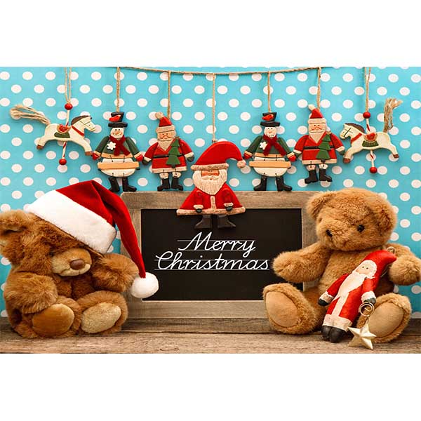 Fox Rolled Christmas Bear Kids Vinyl Photo Backdrops - Foxbackdrop